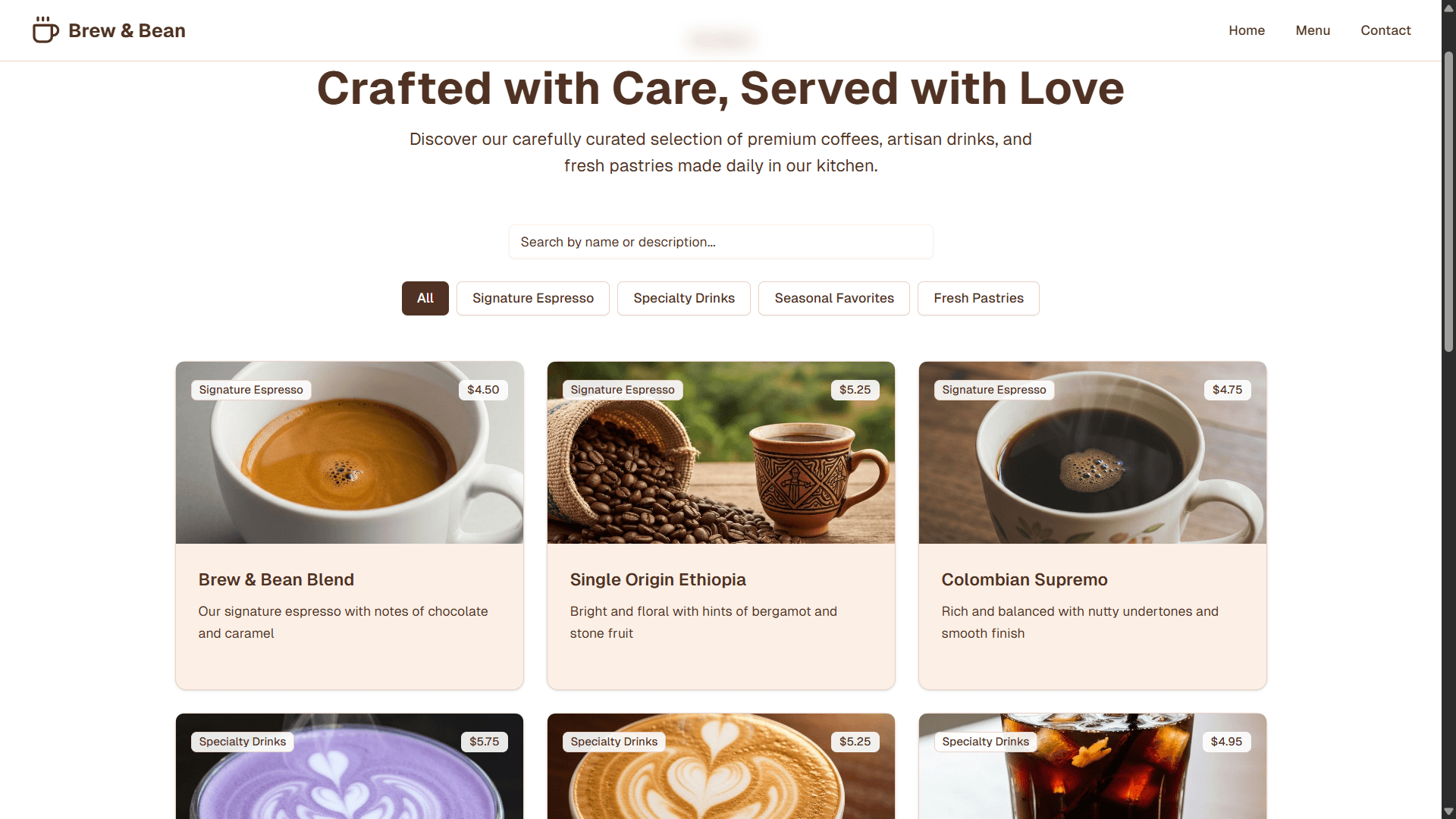 Brew & Bean Coffee Shop